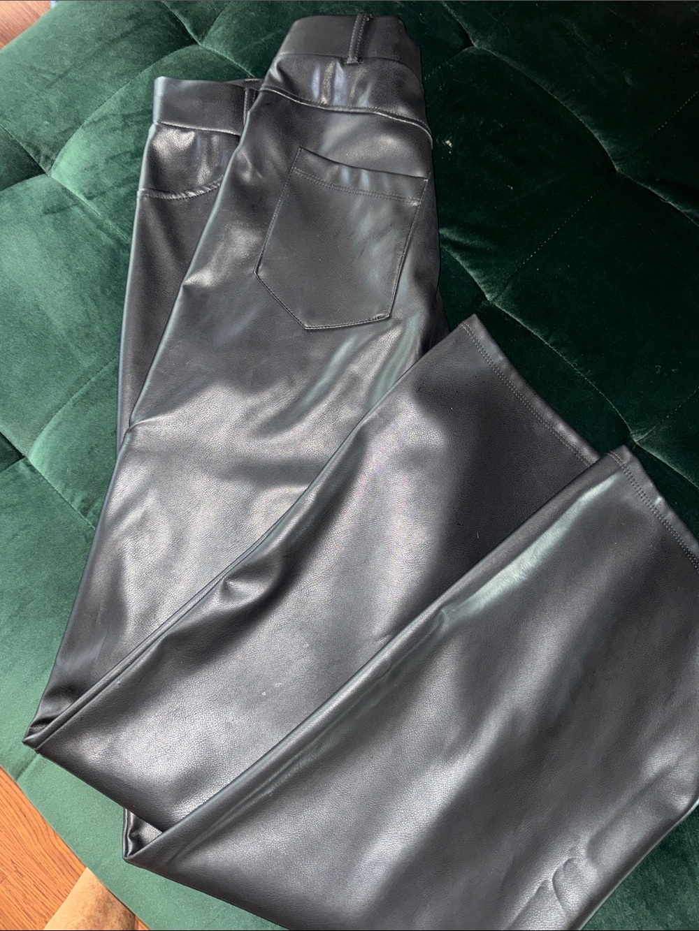 iris Black Faux Leather Straight-Leg Pants